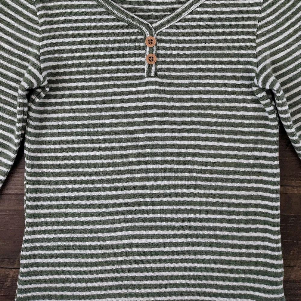 Old Navy Green Ruffle Henley Shirt